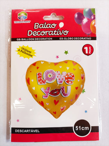 Balão Coração e Love You 3 - 1 pç